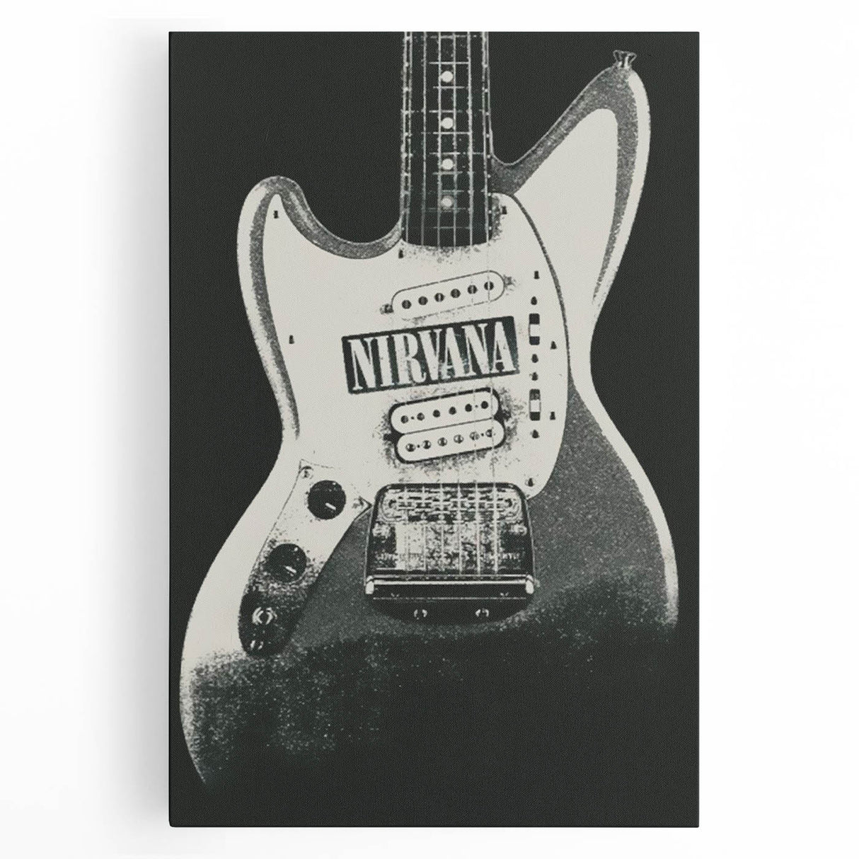 Nirvana Guitar Poster - Retro Black and White Art - Vintage Rock Print