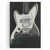 Nirvana Guitar Poster - Retro Black and White Art - Vintage Rock Print