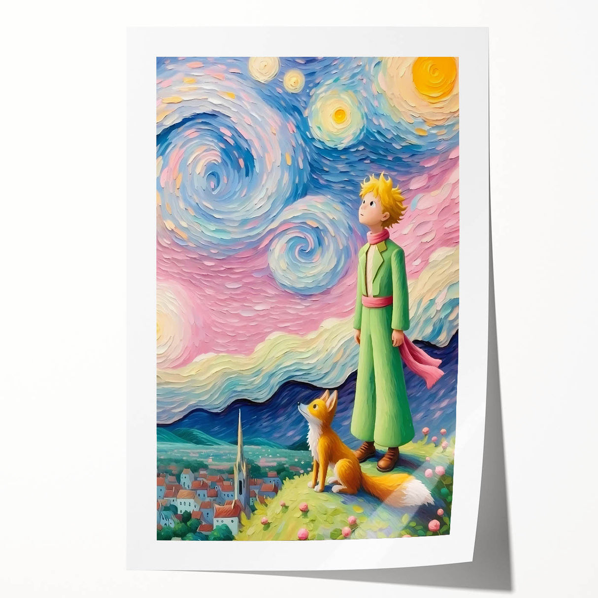 Dreamy Starry Night Girls Room Wall Art - Whimsical Nursery Print