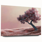 Abstract floral acrylic artwork displayed from a side view, featuring vibrant colors and intricate designs on a glass surface, perfect for modern home decor.