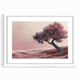 Abstract floral wall art framed in white matting, showcasing vibrant colors and intricate patterns, perfect for modern home decor or artistic display.