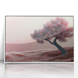 Framed acrylic artwork showcasing vibrant abstract floral designs in hues of pink, blue, and green, set against a sleek white background, perfect for modern decor.