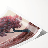 Abstract floral design rolled print showcasing vibrant colors of blue, pink, and green, elegantly packaged in a protective cardboard tube, perfect for home decor.