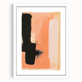 Abstract minimalist wall art framed in a sleek white mat, showcasing geometric patterns and muted colors, perfect for modern home decor and artistic expression.