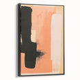Framed canvas wall art showcasing a sleek, abstract minimalist design in black, viewed from the side, ideal for modern home decor and artistic spaces.