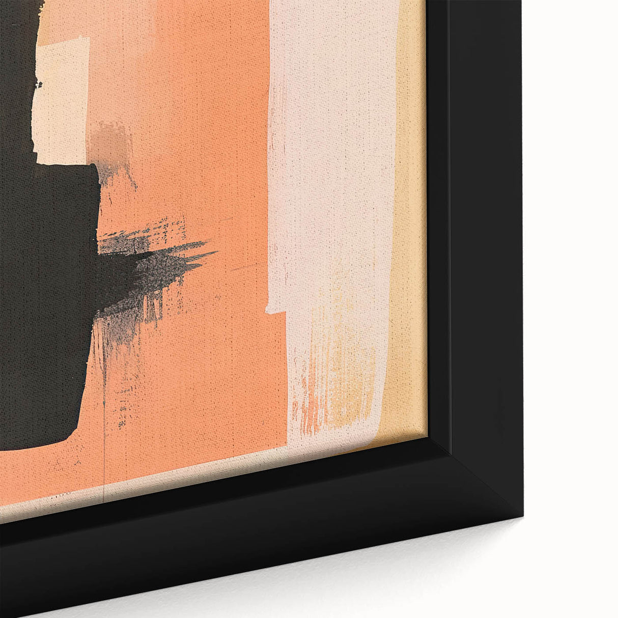 Close-up of a framed abstract minimalist wall art piece, showcasing soft, muted colors and geometric shapes, ideal for modern home decor, enhancing any living space ambiance.