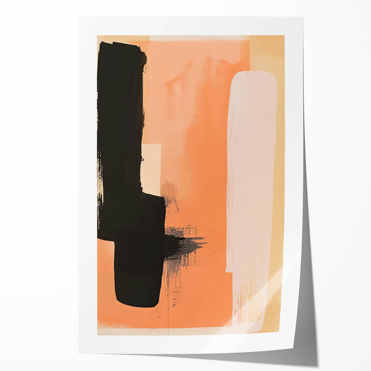 Abstract minimalist wall art print showcasing soft pastel colors and geometric shapes, rolled for shipping in a protective cardboard tube, perfect for modern decor.