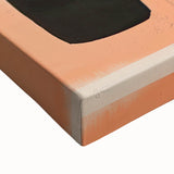 Close-up of a stretched canvas featuring abstract minimalist wall art, showcasing soft pastel colors and fluid shapes, ideal for modern home decor.