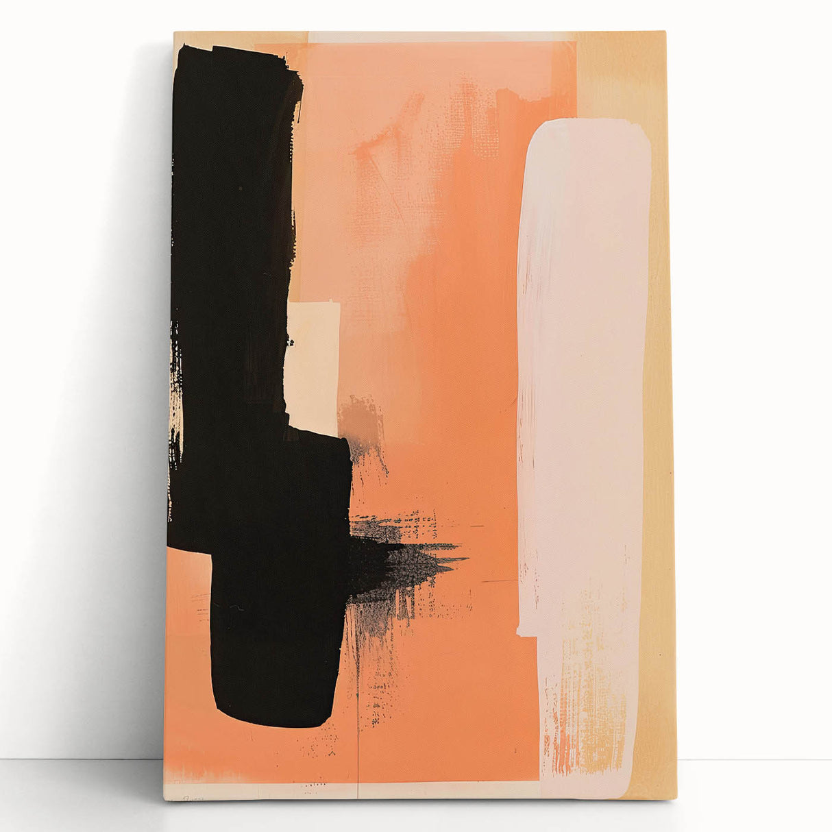 Abstract minimalist wall art on a stretched canvas, featuring soft pastel colors and geometric shapes, creating a calming and modern aesthetic for interior decor.