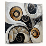 Minimalist Abstract Wall Art – Spiral Gold and Black Canvas Design