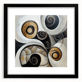 Minimalist Abstract Wall Art – Spiral Gold and Black Canvas Design