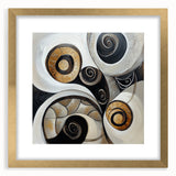 Minimalist Abstract Wall Art – Spiral Gold and Black Canvas Design