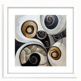 Minimalist Abstract Wall Art – Spiral Gold and Black Canvas Design