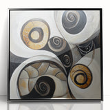 Minimalist Abstract Wall Art – Spiral Gold and Black Canvas Design