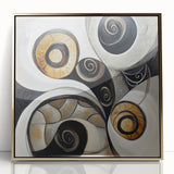 Minimalist Abstract Wall Art – Spiral Gold and Black Canvas Design