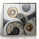 Minimalist Abstract Wall Art – Spiral Gold and Black Canvas Design