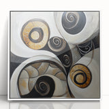 Minimalist Abstract Wall Art – Spiral Gold and Black Canvas Design