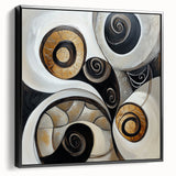 Minimalist Abstract Wall Art – Spiral Gold and Black Canvas Design