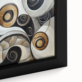 Minimalist Abstract Wall Art – Spiral Gold and Black Canvas Design
