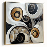 Minimalist Abstract Wall Art – Spiral Gold and Black Canvas Design
