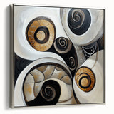 Minimalist Abstract Wall Art – Spiral Gold and Black Canvas Design