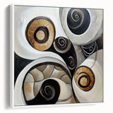 Minimalist Abstract Wall Art – Spiral Gold and Black Canvas Design