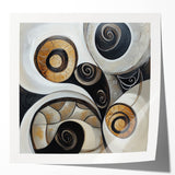 Minimalist Abstract Wall Art – Spiral Gold and Black Canvas Design
