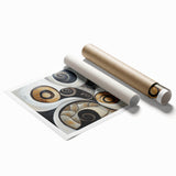 Minimalist Abstract Wall Art – Spiral Gold and Black Canvas Design