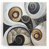 Minimalist Abstract Wall Art – Spiral Gold and Black Canvas Design