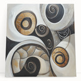 Minimalist Abstract Wall Art – Spiral Gold and Black Canvas Design