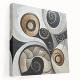 Minimalist Abstract Wall Art – Spiral Gold and Black Canvas Design