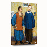 Vibrant Modern Wall Art - Expressive Portrait of a Couple in Warm Tones