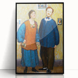 Vibrant Modern Wall Art - Expressive Portrait of a Couple in Warm Tones