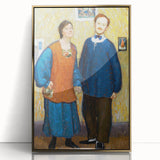 Vibrant Modern Wall Art - Expressive Portrait of a Couple in Warm Tones