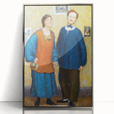 Vibrant Modern Wall Art - Expressive Portrait of a Couple in Warm Tones