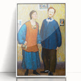 Vibrant Modern Wall Art - Expressive Portrait of a Couple in Warm Tones