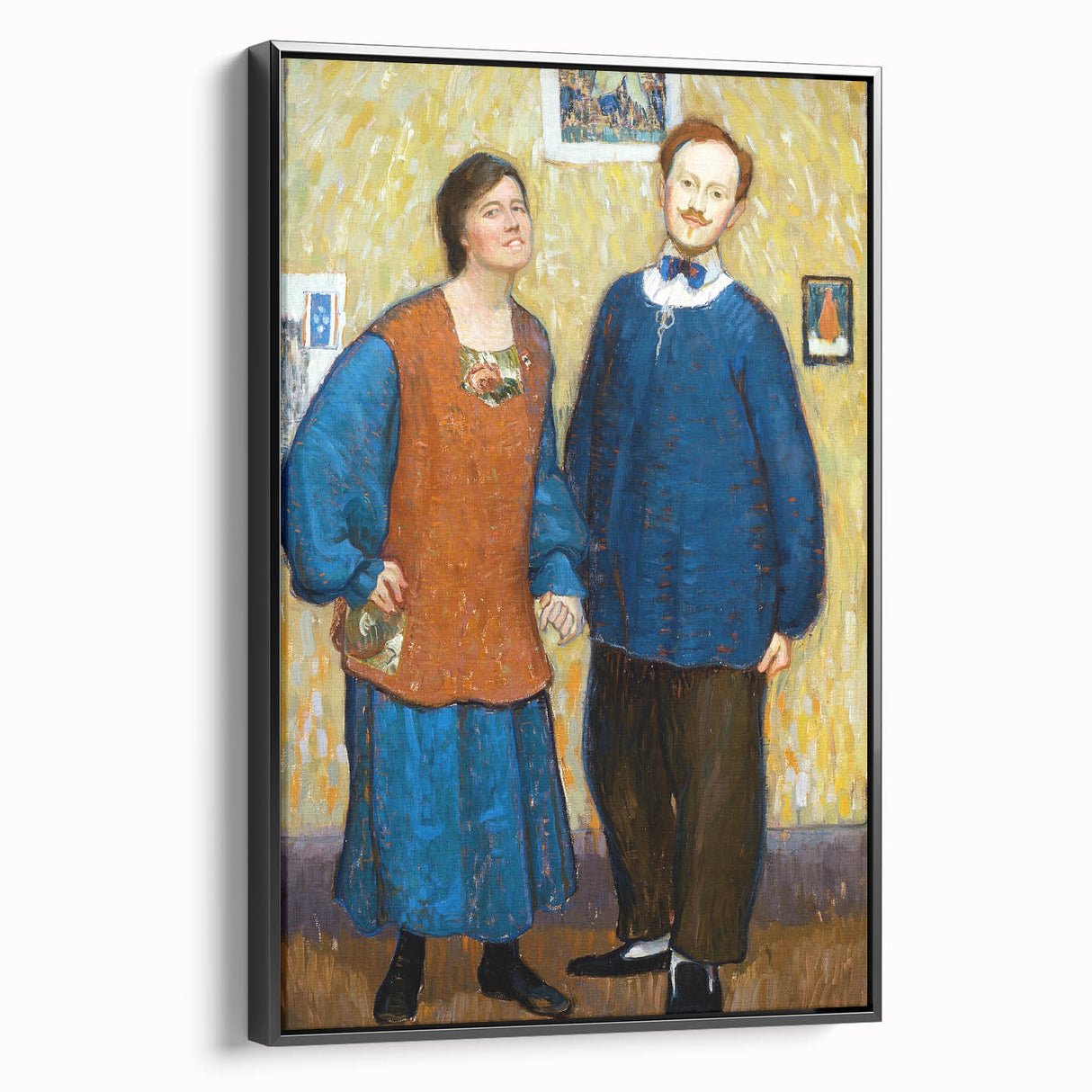 Vibrant Modern Wall Art - Expressive Portrait of a Couple in Warm Tones