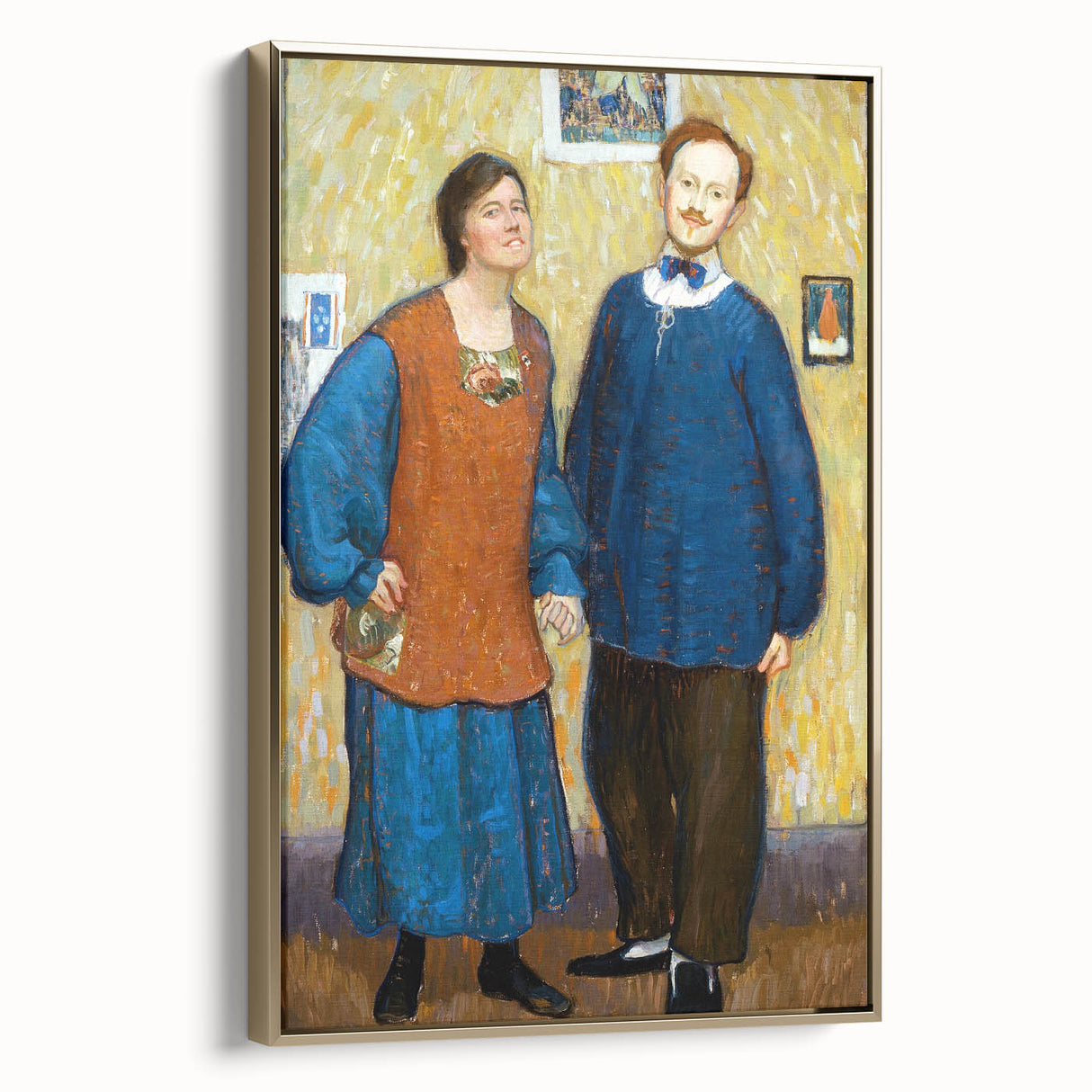 Vibrant Modern Wall Art - Expressive Portrait of a Couple in Warm Tones