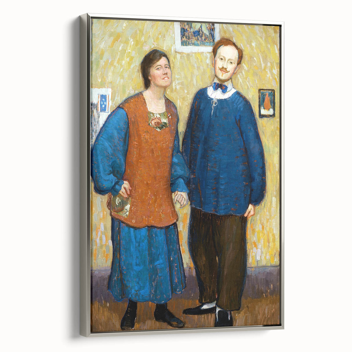 Vibrant Modern Wall Art - Expressive Portrait of a Couple in Warm Tones
