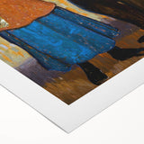 Vibrant Modern Wall Art - Expressive Portrait of a Couple in Warm Tones