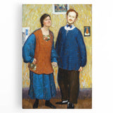 Vibrant Modern Wall Art - Expressive Portrait of a Couple in Warm Tones