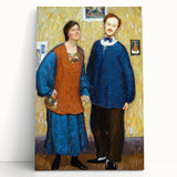 Vibrant Modern Wall Art - Expressive Portrait of a Couple in Warm Tones