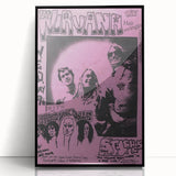 Nirvana Concert Poster - Retro Pink Art - Vintage 90s Grunge Print