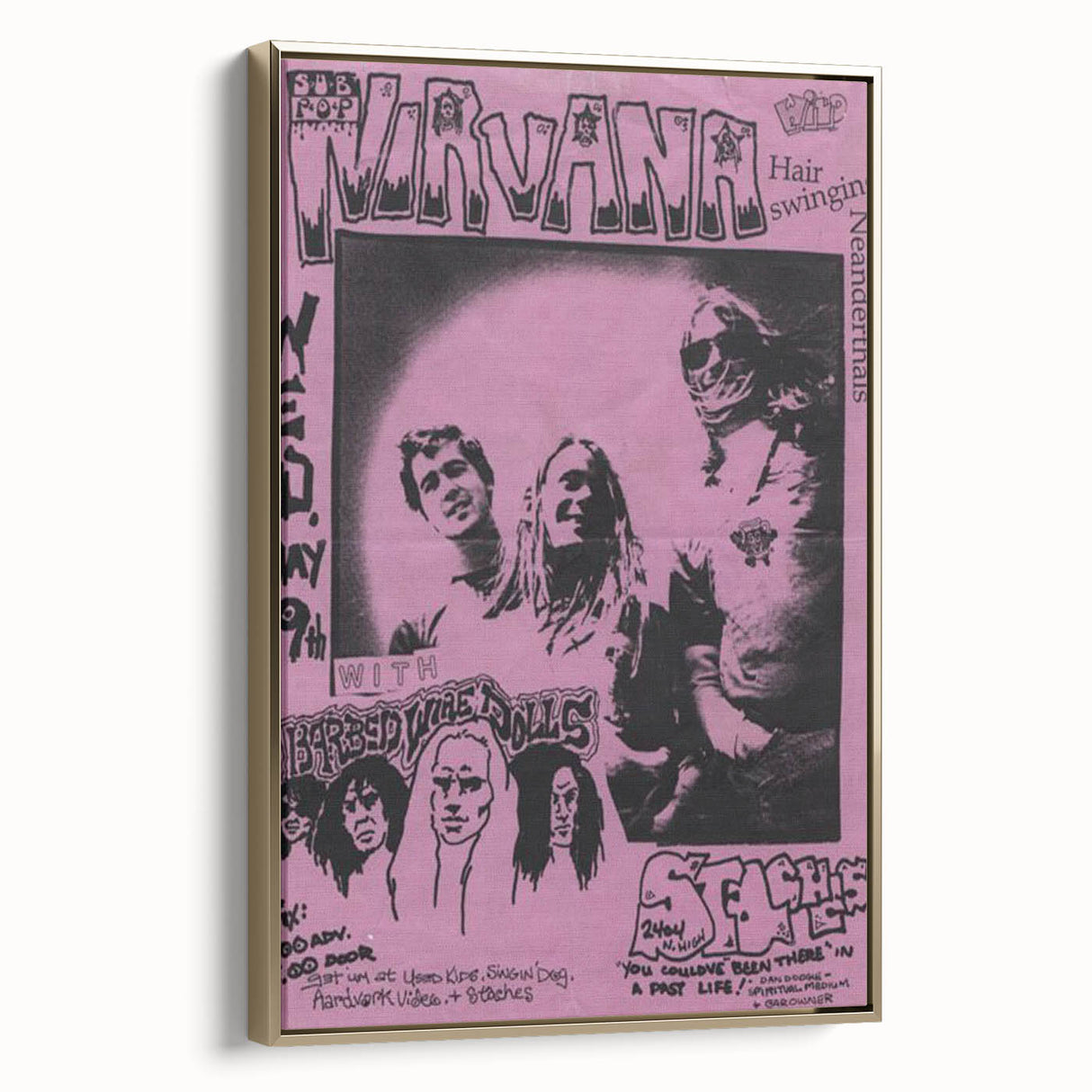 Nirvana Concert Poster - Retro Pink Art - Vintage 90s Grunge Print