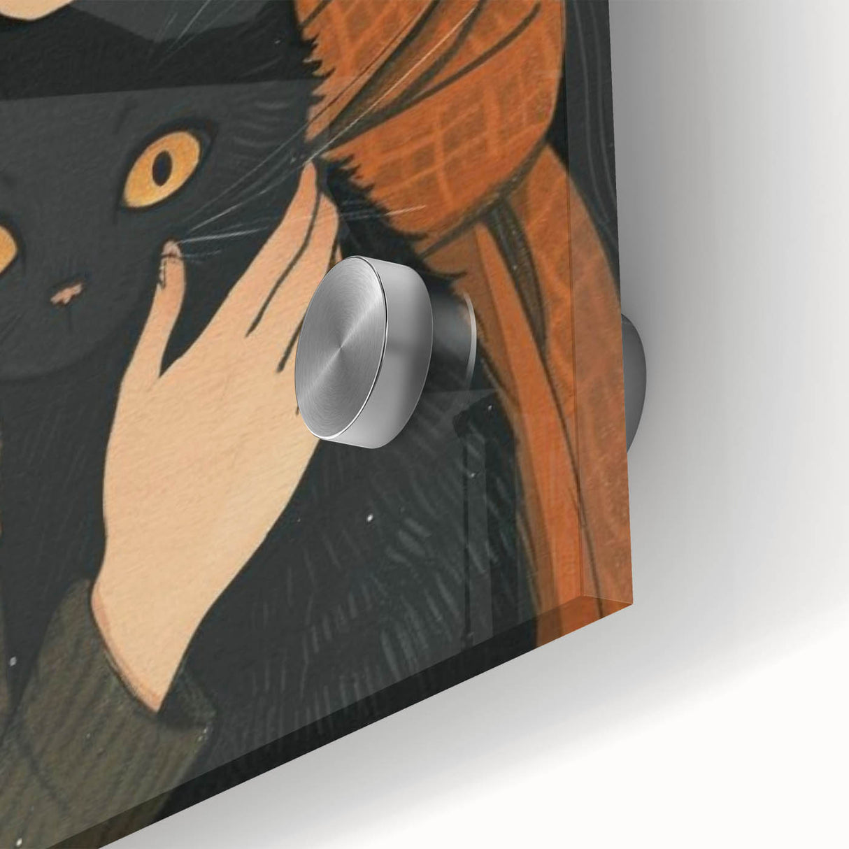 Cozy Girl and Black Cat Wall Art - Warm & Whimsical Nursery Print