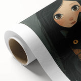 Cozy Girl and Black Cat Wall Art - Warm & Whimsical Nursery Print