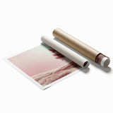 Vibrant abstract floral design rolled print showcasing rich colors of pink, blue, and green, ideal for enhancing modern decor. Packaged securely in a cardboard tube for safe delivery.