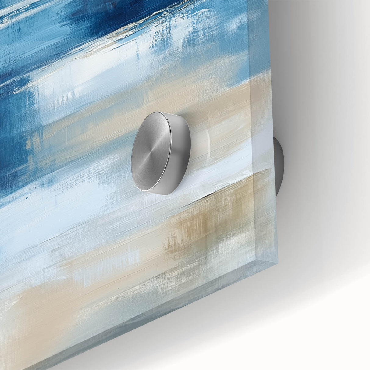 Large Abstract Wall Art – Coastal Blue and Beige Horizontal Canvas