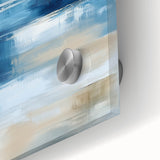 Large Abstract Wall Art – Coastal Blue and Beige Horizontal Canvas