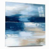 Large Abstract Wall Art – Coastal Blue and Beige Horizontal Canvas